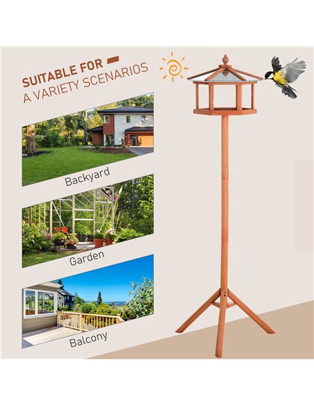 PawHut Wooden Bird Table for the garden Feeding Station, 153Hcm - pic 157788 | FastDaddyshop