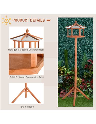 PawHut Wooden Bird Table for the garden Feeding Station, 153Hcm