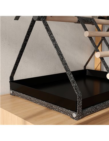 PawHut Parrot Stand Bird Stand w/Wood Perch Ladder Feeder Removable Tray