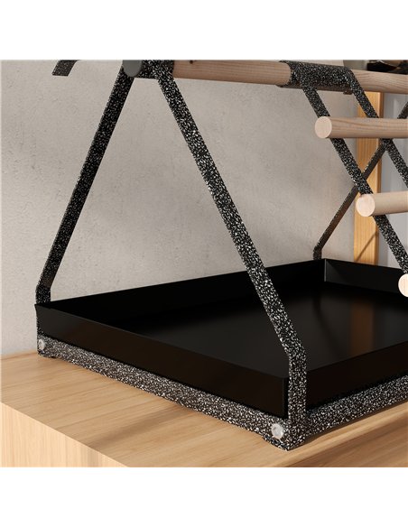 PawHut Parrot Stand Bird Stand w/Wood Perch Ladder Feeder Removable Tray - pic 157800 | FastDaddyshop
