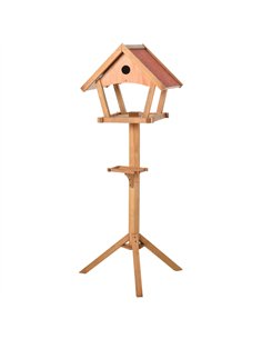PawHut Wooden Bird Table Freestanding Feeding  Station for Garden Outside ,139H cm, Natural