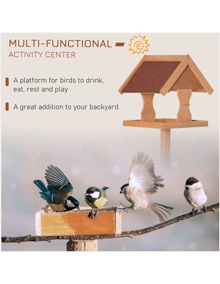 PawHut Wooden Bird Table Wild Bird Feeding Station Freestanding Feeder for Garden Outdoor 55 x 55 x 144cm - pic 157815 | FastDaddyshop