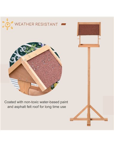 PawHut Wooden Bird Table Wild Bird Feeding Station Freestanding Feeder for Garden Outdoor 55 x 55 x 144cm