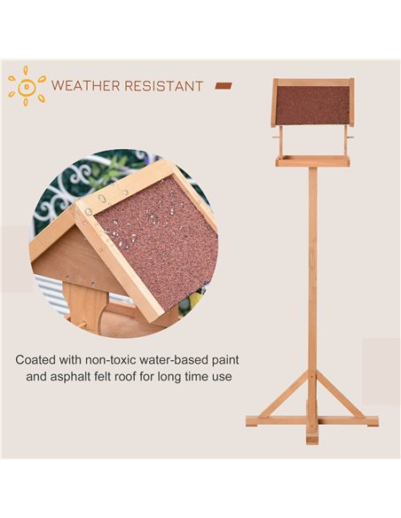 PawHut Wooden Bird Table Wild Bird Feeding Station Freestanding Feeder for Garden Outdoor 55 x 55 x 144cm - pic 157816 | FastDaddyshop