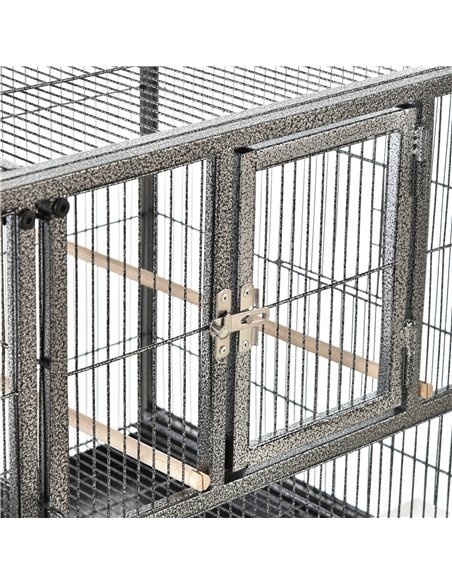 PawHut Large Bird Cage Parrot Cage with Divider, Slide Tray for Finch Canaries Parakeets Cockatiels, 95 x 45.5 x 102 cm - pic 157838 | FastDaddyshop