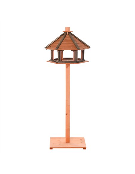 PawHut Wooden Bird Table Bird Feeding Station Playstand with Roof 130Hcm for Outdoor Brown - pic 157839 | FastDaddyshop