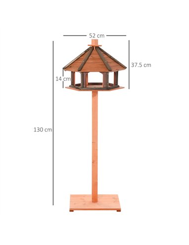PawHut Wooden Bird Table Bird Feeding Station Playstand with Roof 130Hcm for Outdoor Brown