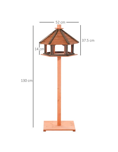 PawHut Wooden Bird Table Bird Feeding Station Playstand with Roof 130Hcm for Outdoor Brown - pic 157841 | FastDaddyshop