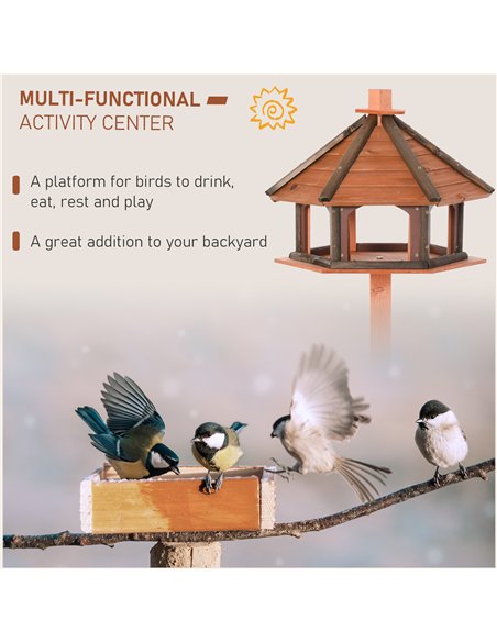 PawHut Wooden Bird Table Bird Feeding Station Playstand with Roof 130Hcm for Outdoor Brown - pic 157842 | FastDaddyshop