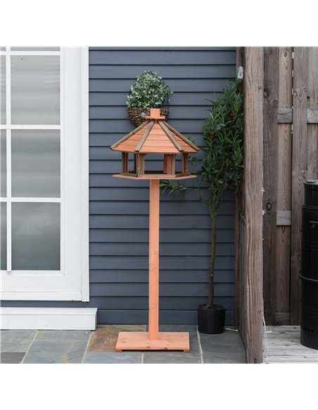 PawHut Wooden Bird Table Bird Feeding Station Playstand with Roof 130Hcm for Outdoor Brown - pic 157845 | FastDaddyshop