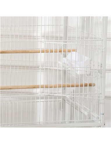 PawHut Large Bird Cage Budgie Cage for Finch Canaries Parakeet with Rolling Stand, Slide-out Tray, Storage Shelf, Food Container