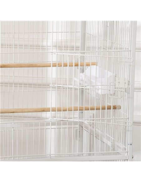 PawHut Large Bird Cage Budgie Cage for Finch Canaries Parakeet with Rolling Stand, Slide-out Tray, Storage Shelf, Food Container - pic 157883 | FastDaddyshop