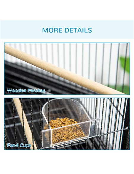 PawHut Large Bird Cage Budgie Cage with Stand, Storage Shelf, Wood Perch for Parrot Canary Parakeet Cockatiels, 81 x 48 x 162.5  - pic 157900 | FastDaddyshop