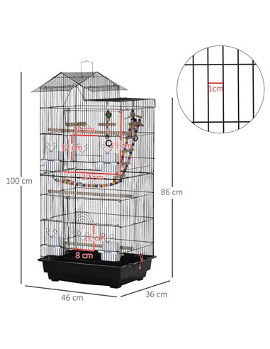 PawHut Bird Cage for Budgies, Finches, Canaries w/ Accessories, Toys, Tray