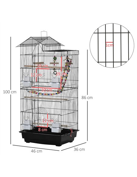 PawHut Bird Cage for Budgies, Finches, Canaries w/ Accessories, Toys, Tray - pic 157904 | FastDaddyshop