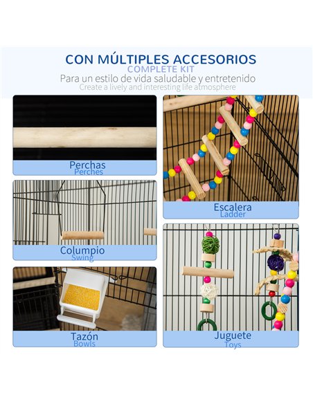 PawHut Bird Cage for Budgies, Finches, Canaries w/ Accessories, Toys, Tray - pic 157905 | FastDaddyshop