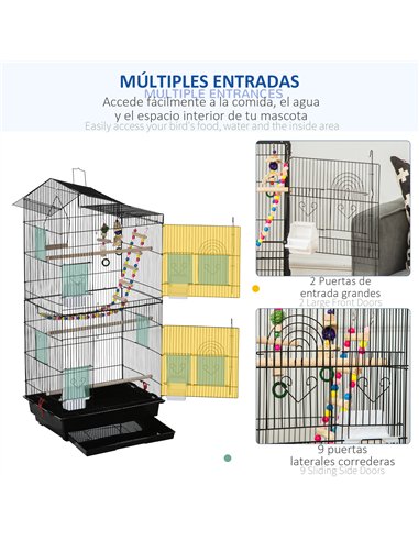 PawHut Bird Cage for Budgies, Finches, Canaries w/ Accessories, Toys, Tray