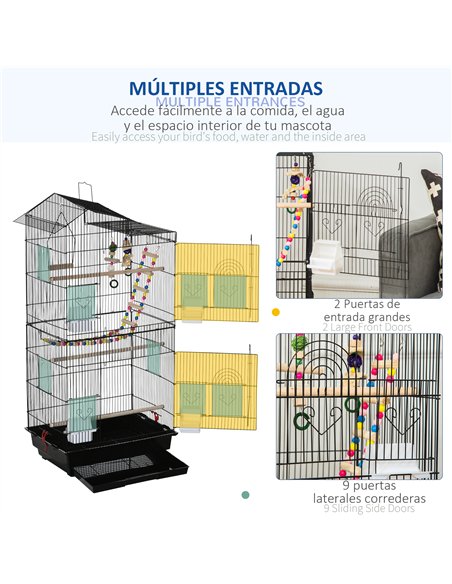 PawHut Bird Cage for Budgies, Finches, Canaries w/ Accessories, Toys, Tray - pic 157908 | FastDaddyshop