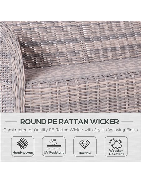 Outsunny Garden PE Rattan Dining Sofa Set with High Back Chairs, Coffee Table, Mixed Grey - pic 15791 | FastDaddyshop