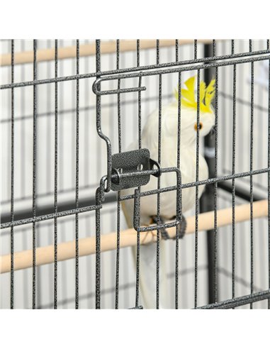 PawHut Large Bird Cage Budgie Cage for Finch Canaries Parakeet with Rolling Stand, Slide-out Tray, Storage Shelf, Food Container
