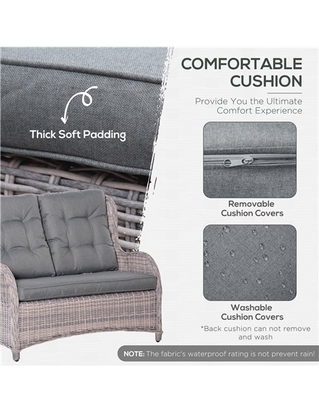 Outsunny Garden PE Rattan Dining Sofa Set with High Back Chairs, Coffee Table, Mixed Grey - pic 15792 | FastDaddyshop