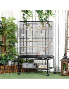 PawHut Large Bird Cage Budgie Cage with Stand, Toys, Wheels, Accessories, Storage Shelf for Canaries, Finches, Lovebirds, Parake 2