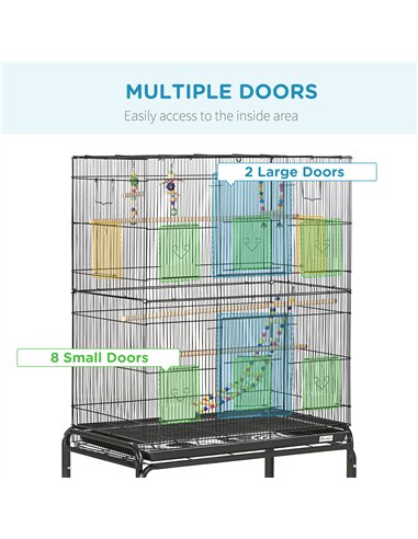 PawHut Large Bird Cage Budgie Cage with Stand, Toys, Wheels, Accessories, Storage Shelf for Canaries, Finches, Lovebirds, Parake