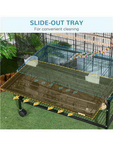 PawHut Large Bird Cage Budgie Cage with Stand, Toys, Wheels, Accessories, Storage Shelf for Canaries, Finches, Lovebirds, Parake