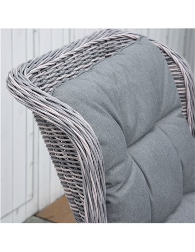 Outsunny Garden PE Rattan Dining Sofa Set with High Back Chairs, Coffee Table, Mixed Grey