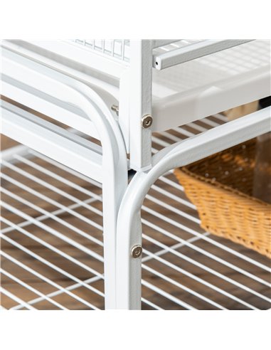 PawHut Large Bird Cage Budgie Cage 3 Tier Aviary with Stand Wheels, Toys, Ladders, Shelf for Canaries, Finches, Cockatiels, Para