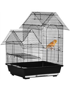 PawHut Metal Bird Cage for Finch, Canary w/ Food Containers, Swing Ring, Tray Handle, 39 x 33 x 47cm