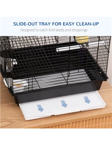 PawHut Metal Bird Cage for Finch, Canary w/ Food Containers, Swing Ring, Tray Handle, 39 x 33 x 47cm