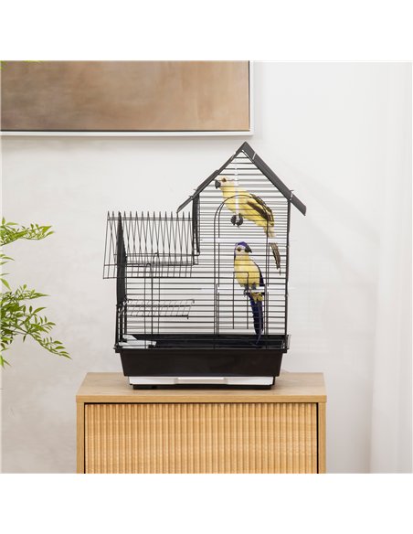 PawHut Metal Bird Cage for Finch, Canary w/ Food Containers, Swing Ring, Tray Handle, 39 x 33 x 47cm - pic 157954 | FastDaddyshop