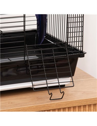 PawHut Metal Bird Cage for Finch, Canary w/ Food Containers, Swing Ring, Tray Handle, 39 x 33 x 47cm