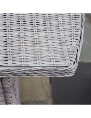 Outsunny Garden PE Rattan Dining Sofa Set with High Back Chairs, Coffee Table, Mixed Grey