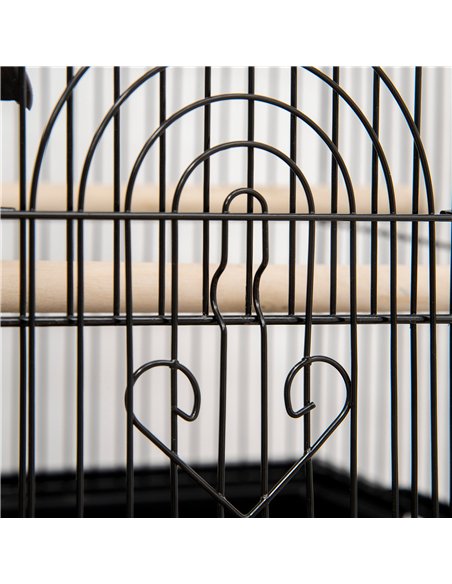 PawHut Metal Bird Cage with Plastic Swing Perch Food Container Tray Handle for Finch Canary Budgie 43.5 x 33 x 63 cm, Black - pic 157964 | FastDaddyshop