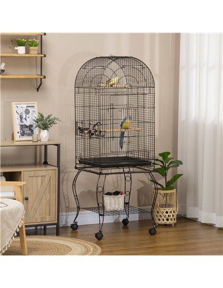 PawHut 1.53(m) Bird Cage, Pet Viary, Feeding Stand, with Wheels, Perch - pic 157966 | FastDaddyshop