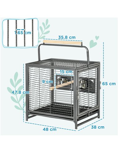 PawHut Parrot Cage, Travel Carry Pet Bird Cage, with Metal Handle