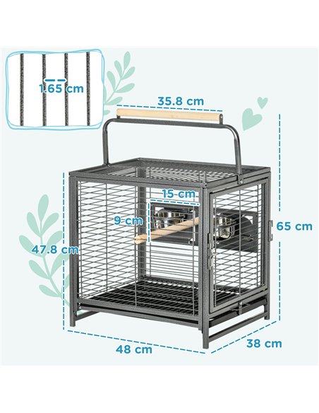 PawHut Parrot Cage, Travel Carry Pet Bird Cage, with Metal Handle - pic 157976 | FastDaddyshop