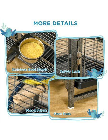 PawHut Parrot Cage, Travel Carry Pet Bird Cage, with Metal Handle - pic 157979 | FastDaddyshop