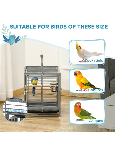 PawHut Parrot Cage, Travel Carry Pet Bird Cage, with Metal Handle - pic 157980 | FastDaddyshop