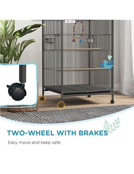 PawHut Bird Cage, Budgie Cage, with Rolling Stand, for Small Birds - Grey - pic 157989 | FastDaddyshop