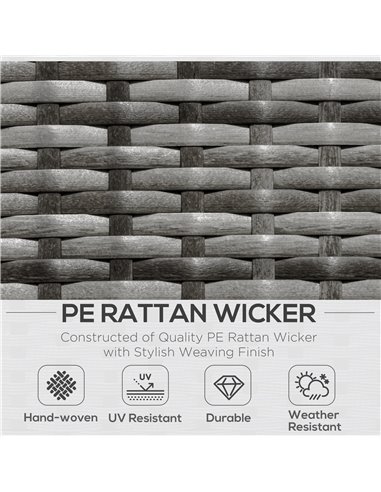 Outsunny 6 Pieces All-weather Rattan Corner Sofa Set with Coffee Table & Cushions, Mixed Grey