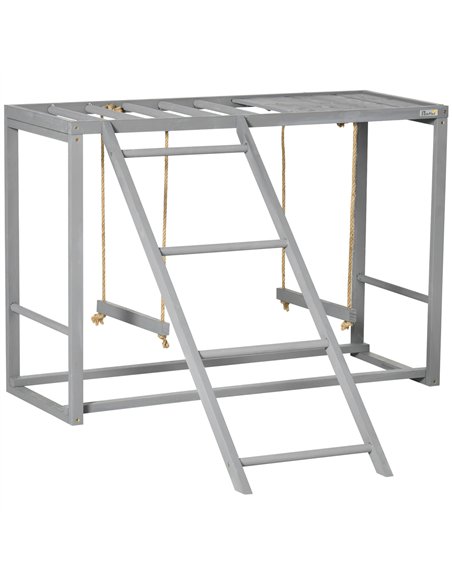 PawHut Chicken Activity Play with Swing Set for 3-4 Chickens, Wooden Chicken Coop, Grey - pic 158001 | FastDaddyshop