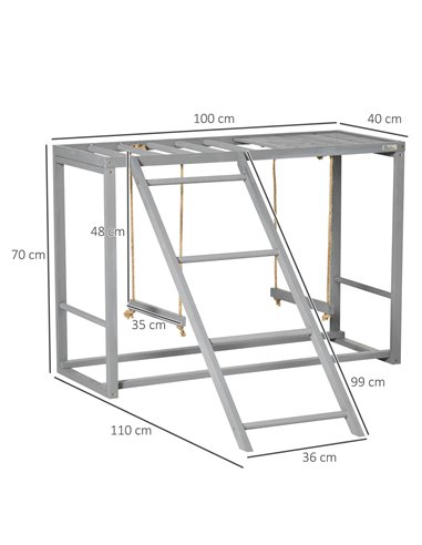 PawHut Chicken Activity Play with Swing Set for 3-4 Chickens, Wooden Chicken Coop, Grey