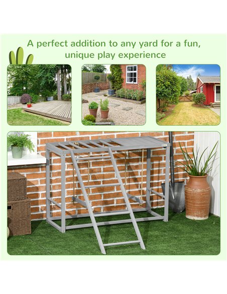 PawHut Chicken Activity Play with Swing Set for 3-4 Chickens, Wooden Chicken Coop, Grey - pic 158005 | FastDaddyshop
