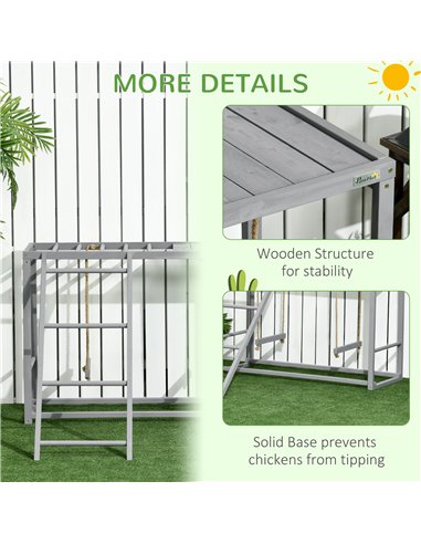 PawHut Chicken Activity Play with Swing Set for 3-4 Chickens, Wooden Chicken Coop, Grey