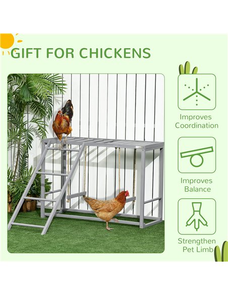 PawHut Chicken Activity Play with Swing Set for 3-4 Chickens, Wooden Chicken Coop, Grey - pic 158007 | FastDaddyshop