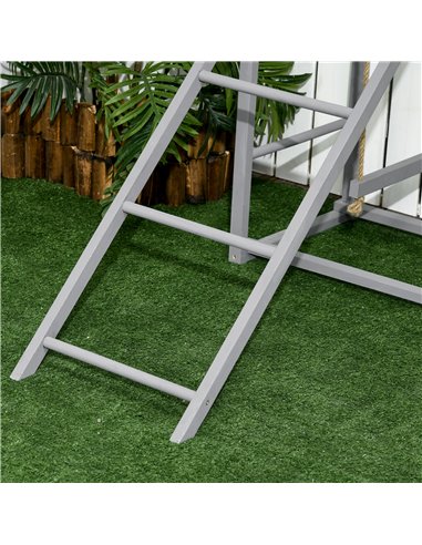 PawHut Chicken Activity Play with Swing Set for 3-4 Chickens, Wooden Chicken Coop, Grey