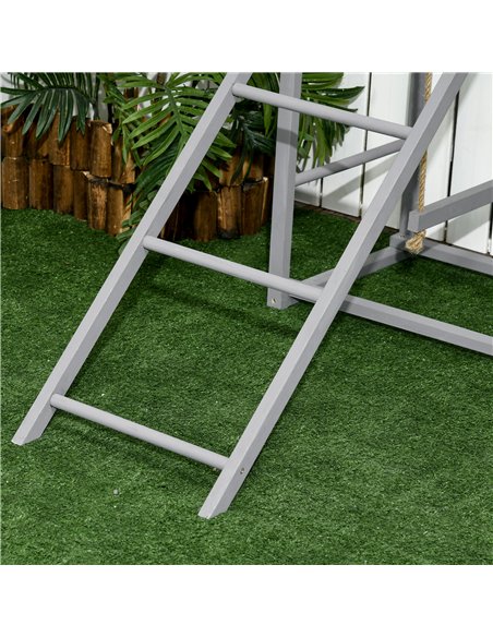 PawHut Chicken Activity Play with Swing Set for 3-4 Chickens, Wooden Chicken Coop, Grey - pic 158009 | FastDaddyshop